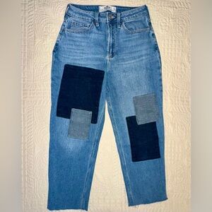 Hollister Women's Blue Patchwork Jeans CURVY ULTRA HIGH-RISE VINTAGE TRAIGHT